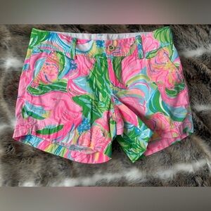 Lilly Pulitzer Size 4 Callahan vibrant pink and green women's shorts
